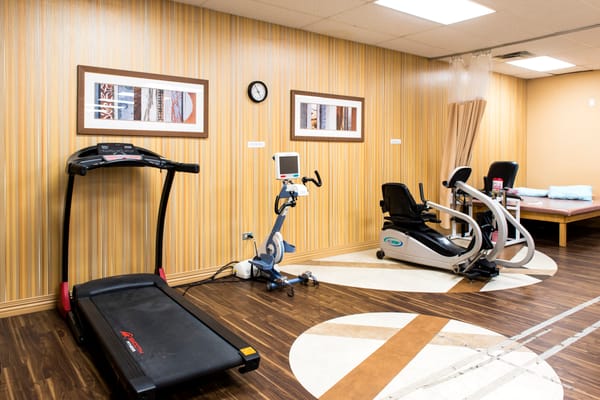 Interior view of exercise equipment in a fitness area
