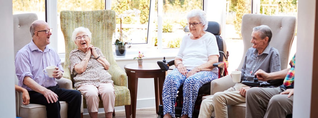 Residents enjoying time in a common area