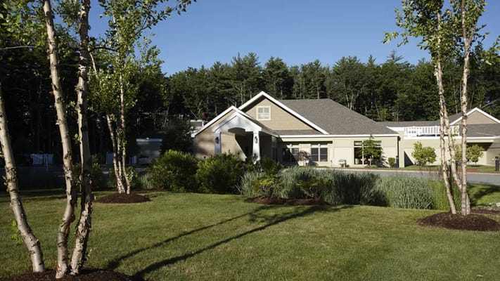 Exterior view of High Pointe House surrounded by trees