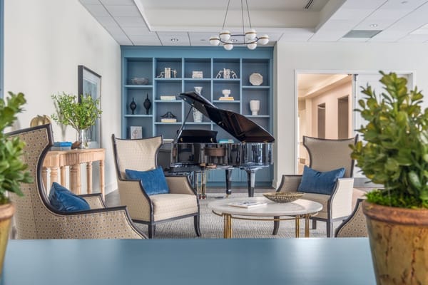 Elegant interior lounge with a grand piano