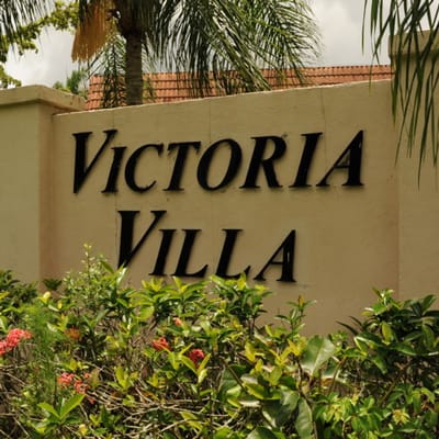 Facility sign displaying Victoria Villa name