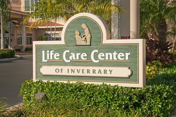 Facility logo on a well-maintained sign