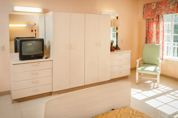 Private resident room with furniture and natural light