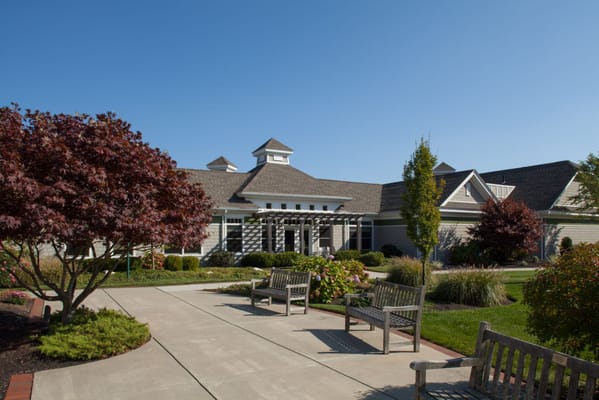 Exterior view of Kaplan Family Hospice House with landscaped gardens