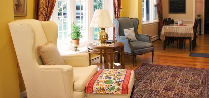 Interior lounge area with cozy seating