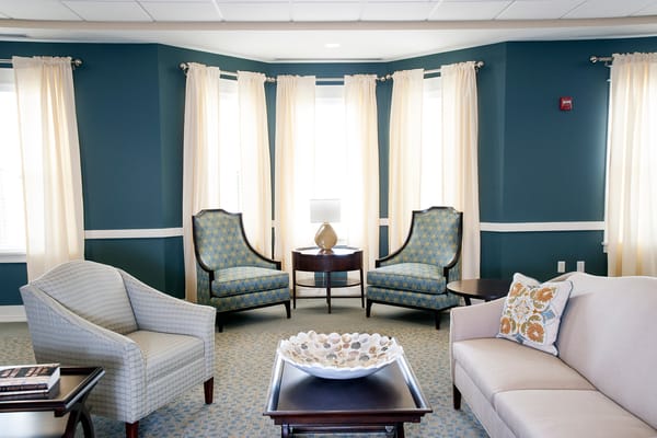 Bright common area with comfortable seating