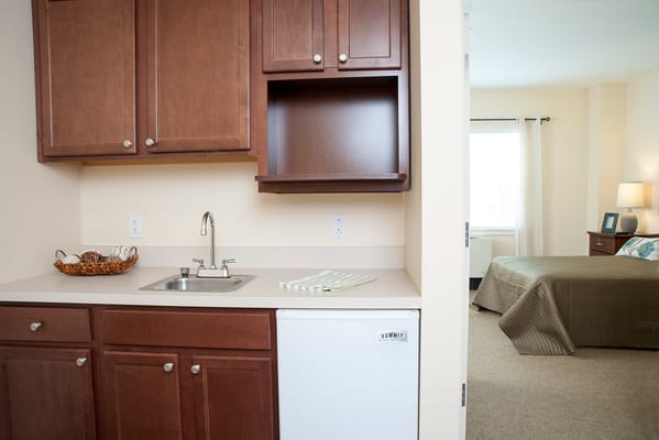 Modern kitchenette in a resident room