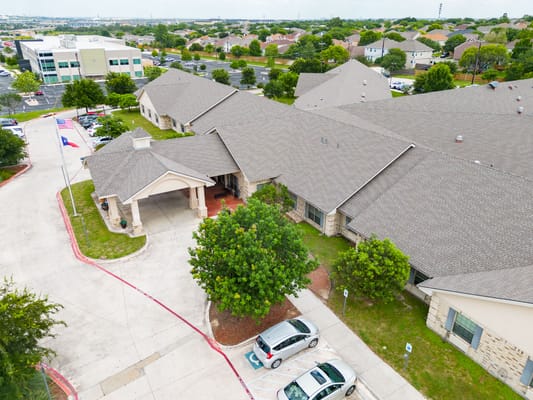 Aerial view of Westover Hills Rehabilitation and Healthcare Center entrance