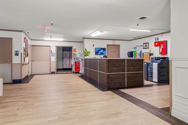 Reception area of a senior care facility