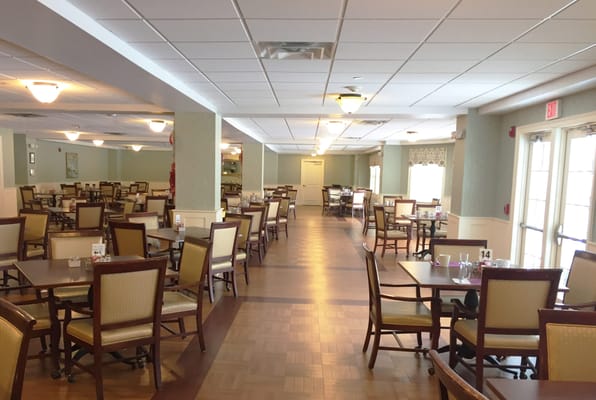 Dining room setup in a senior living facility