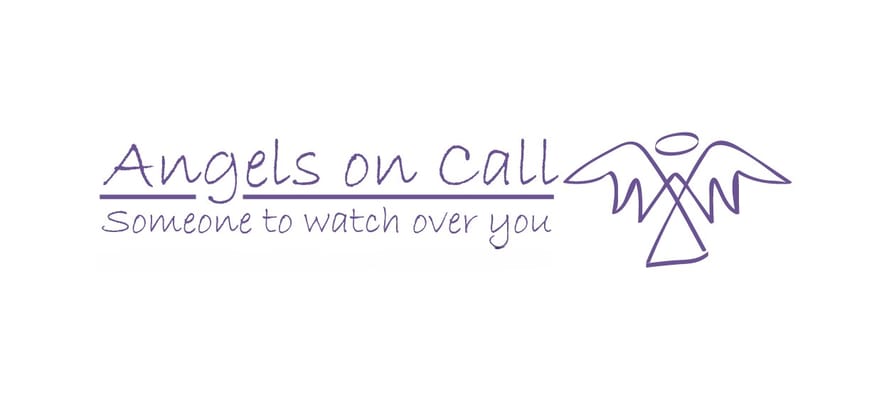 Logo of Angels on Call Homecare with angel graphic