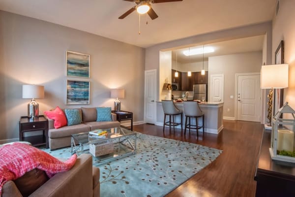 Bright interior of a living room with modern decor