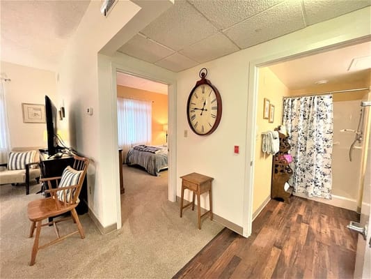Interior view of a resident's room with a bathroom