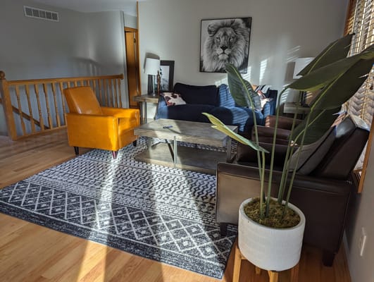 Cozy common area with seating and decor