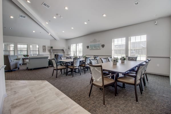 Interior common area with seating and tables