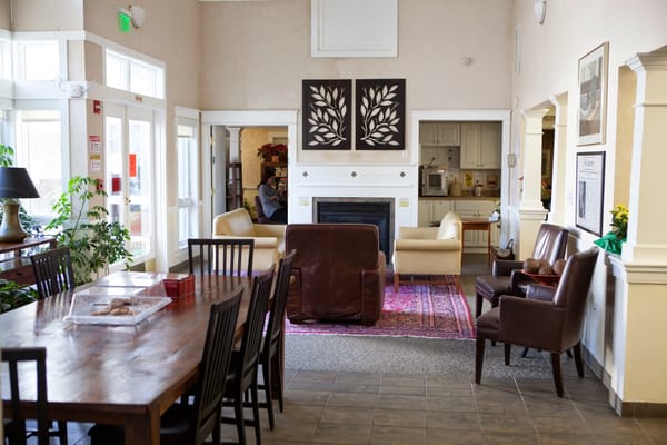 Interior common area with seating and artwork