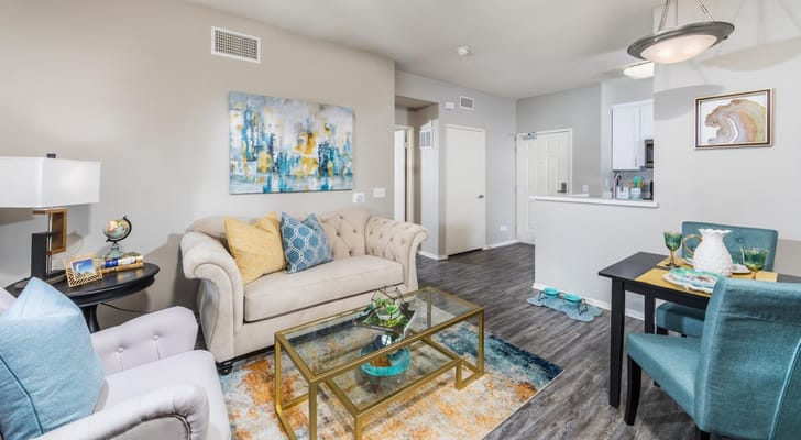 Cozy and modern living area with furnishings