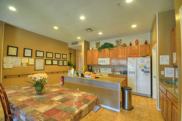 Interior view of a kitchen with dining table and decor