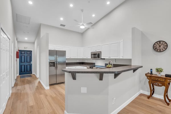 Modern kitchen area in a senior living facility