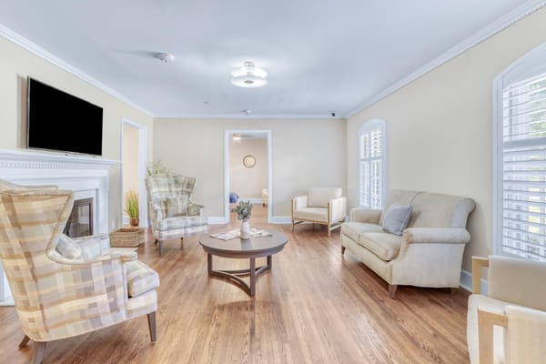 Inviting living room with comfortable seating and a fireplace