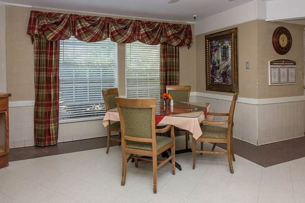 Dining area with table and chairs