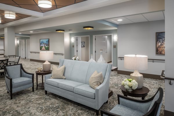 Bright common area with comfortable seating