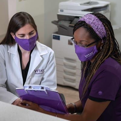 Healthcare staff in a consultation at the facility