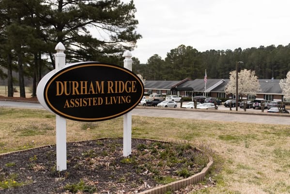 Exterior sign of Durham Ridge Assisted Living