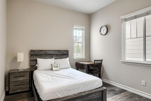 A comfortable private resident room with basic furnishings