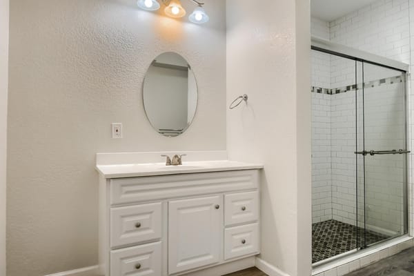 Bright bathroom with modern fixtures