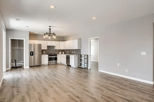 Bright and modern kitchen area with open space