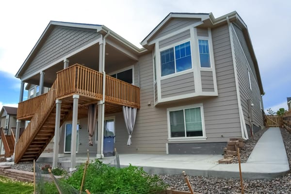 Exterior view of a residential building with a porch