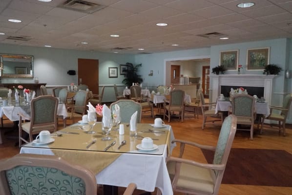 Dining room set up for a meal service