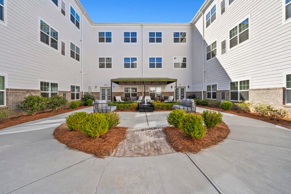 Courtyard area with seating and plants