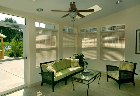 Bright interior common area with seating and natural light