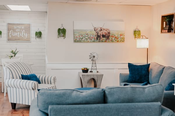 Cozy interior of a common area with comfortable seating