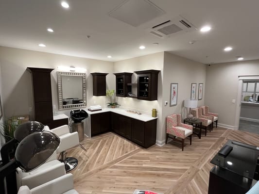 Interior view of a salon area in a senior living facility