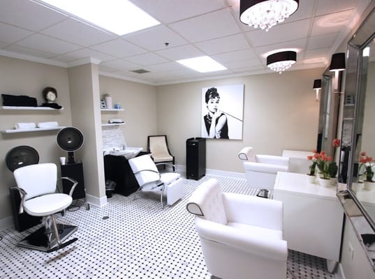 Bright salon area with modern decor