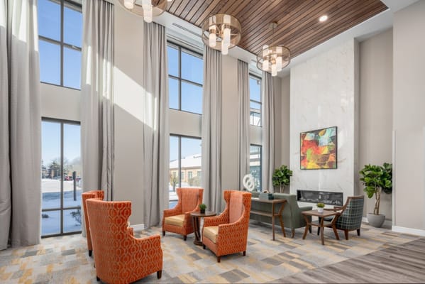 Bright and modern lobby with comfortable seating