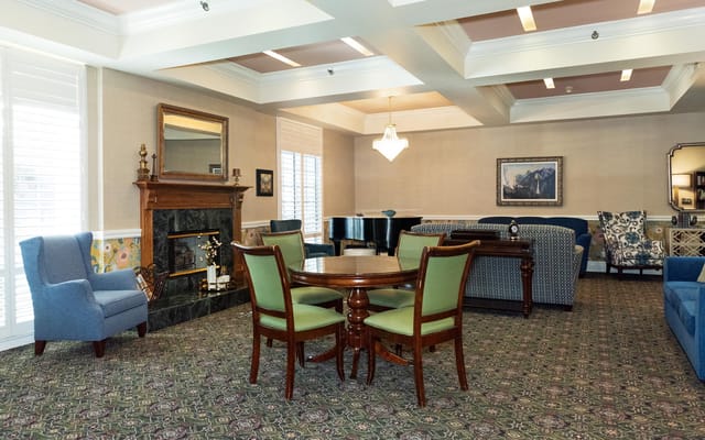 Common area with seating and a piano
