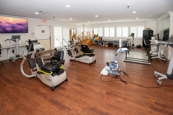 Interior view of a fitness area with exercise equipment