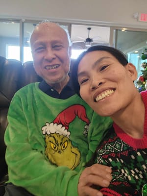 Residents take a cheerful selfie during the holidays