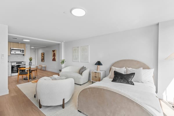 A well-furnished resident room in a senior living facility