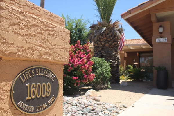 Sign showing the name and address of Life's Blessing Assisted Living
