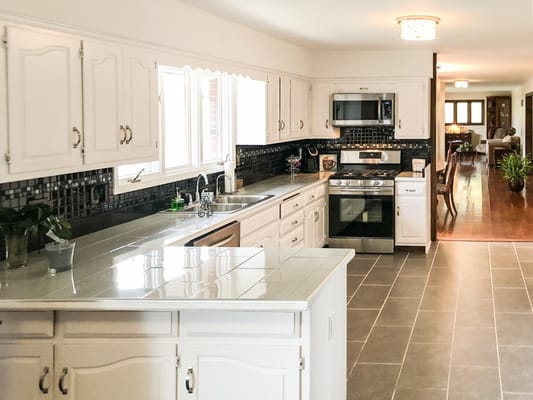 Modern kitchen area in a senior living facility