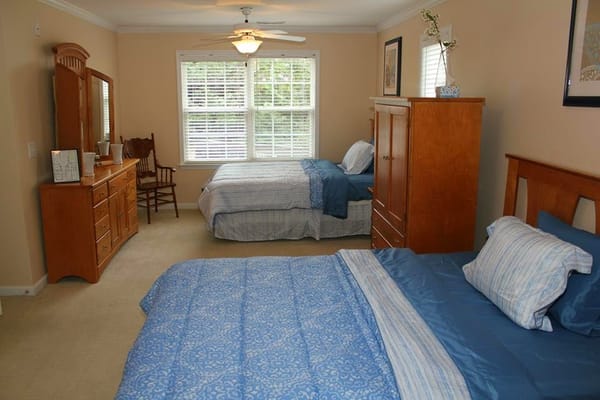 Brightly decorated bedroom in a senior care facility
