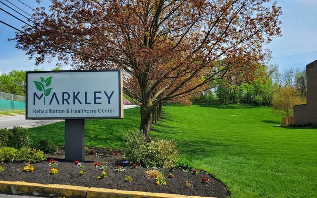 Facility sign for Markley Rehabilitation & Healthcare Center