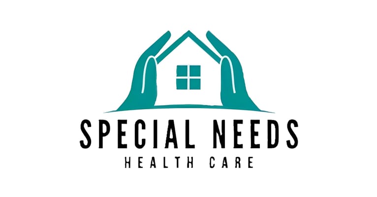 Logo of Special Needs Home Health Care featuring hands cradling a house.