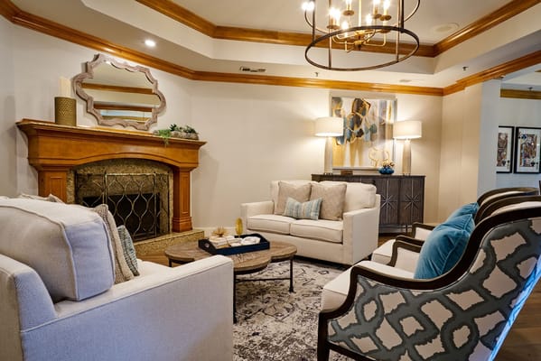 Cozy living area with comfortable seating and decorative elements