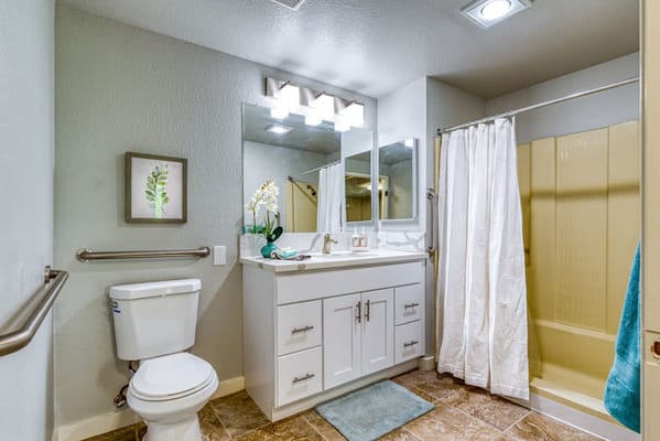 Bright and modern bathroom with accessible features